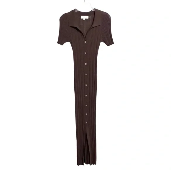Revolve LSpace Undertow Dress Womens L Expresso Brown Stretch Ribbed Knit Maxi - Picture 4 of 11